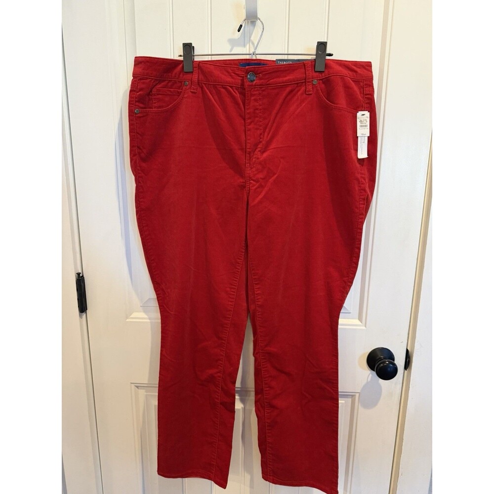 Talbots 18WP Plus Petite Red Corduroy Pants High Waist Straight Leg NWT